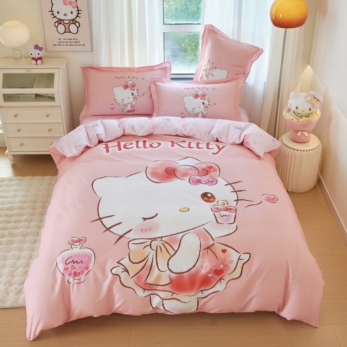 91家纺网 家纺一手货源 找家纺 蘭菲家纺 2024新款全棉大版卡通三丽鸥四件套 甜睿