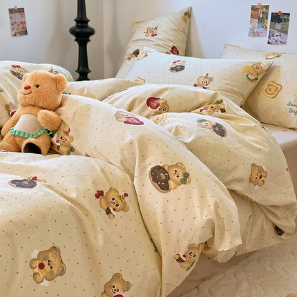 91家纺网 家纺一手货源 找家纺 （总）TT.one 塔塔家居 2025新款卡通风全棉印花四件套-小熊系列（送小熊包装）