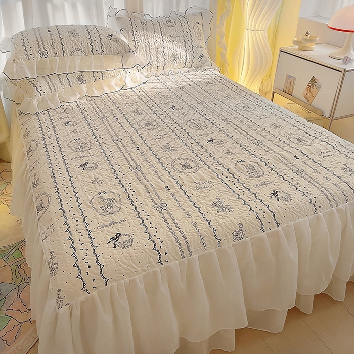 91家纺网 家纺一手货源 找家纺 易辰美 2025新款亲肤舒适印花夹棉公主风床裙 索菲亚