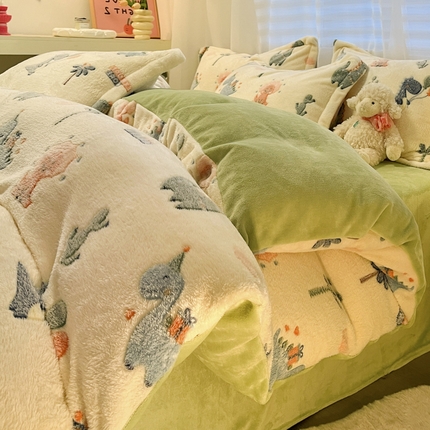 91家纺网 家纺一手货源 找家纺 （总）韩巢家纺 2024新款加厚雪花绒印花四件套-风格一（提供卖家秀）