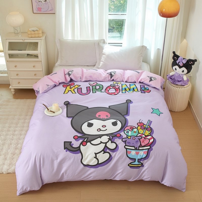 91家纺网 家纺一手货源 找家纺 蘭菲家纺 2024新款全棉大版卡通三丽鸥单品被套 果茶