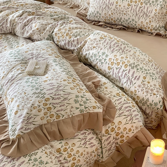 91家纺网 家纺一手货源 找家纺 窝米 2024新款全棉磨毛花边工艺款四件套 雷曼娜