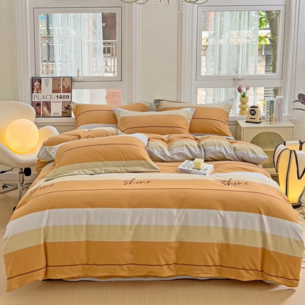 91家纺网 家纺一手货源 找家纺 品乐家纺 2024新款全棉生态棉印花磨毛被套单品 百斯特-桔