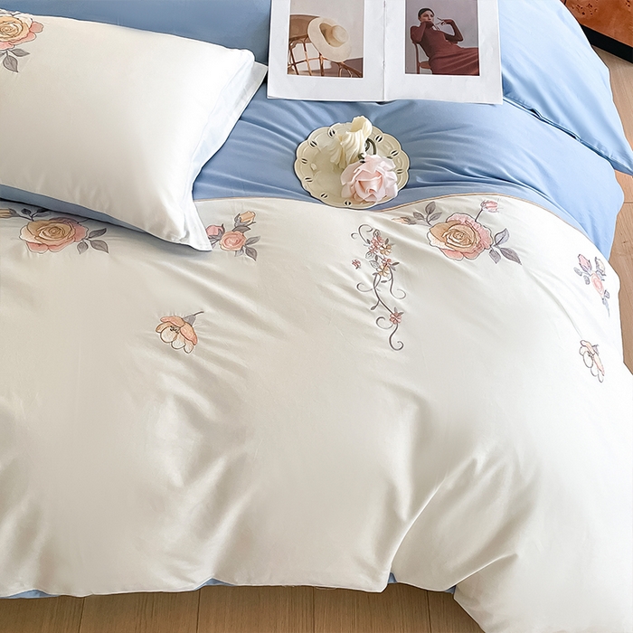 91家纺网 家纺一手货源 找家纺 理想家家纺 2024新款全棉轻奢刺绣四件套-芳华 芳华-蓝