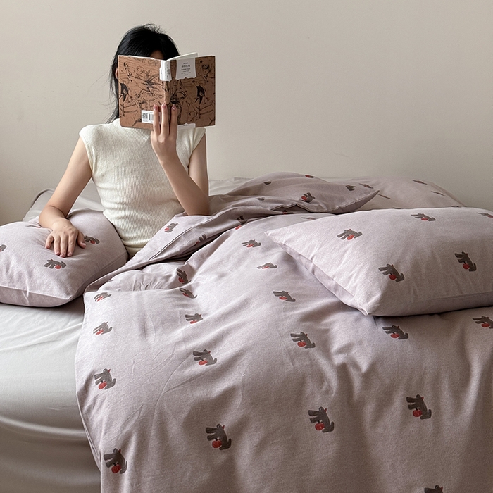 91家纺网 家纺一手货源 找家纺 （总）窝米 2024新款全棉磨毛简约卡通系列四件套