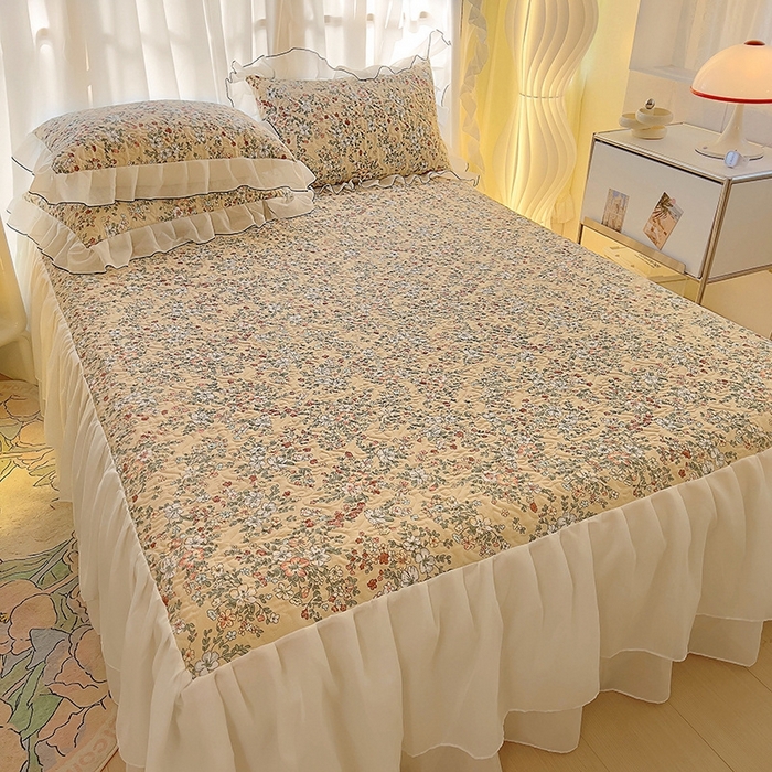 91家纺网 家纺一手货源 找家纺 易辰美 2025新款亲肤舒适印花夹棉公主风床裙 伊蓓