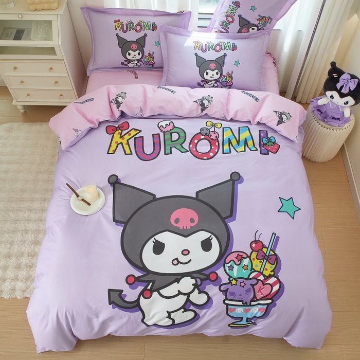 91家纺网 家纺一手货源 找家纺 蘭菲家纺 2024新款全棉大版卡通三丽鸥四件套 果茶