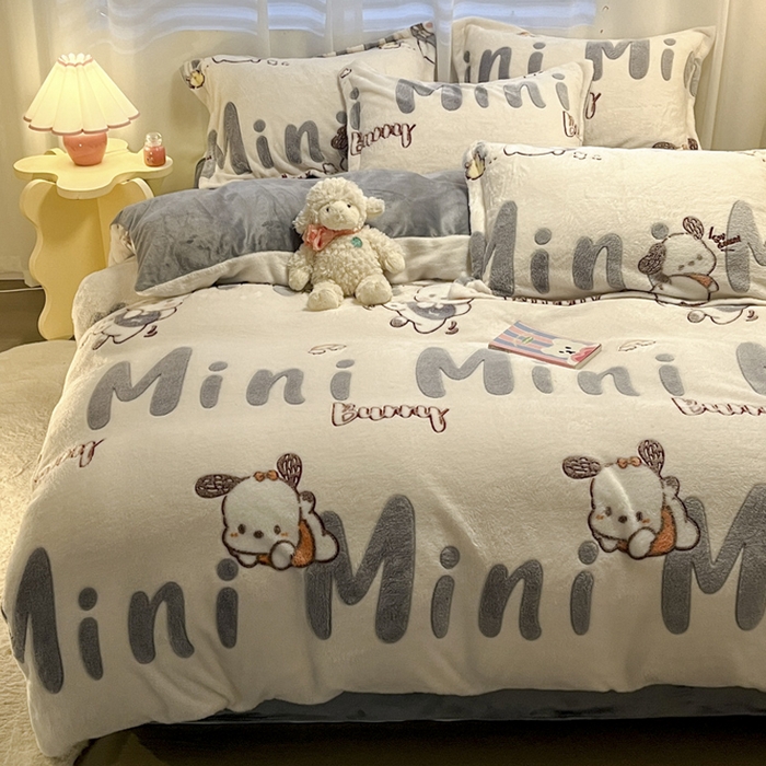 91家纺网 家纺一手货源 找家纺 韩巢家纺 2024新款加厚雪花绒印花单件被套-风格一（提供卖家秀 ） 米菲