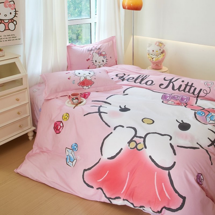 91家纺网 家纺一手货源 找家纺 蘭菲家纺 2024新款全棉大版卡通三丽鸥四件套 向往