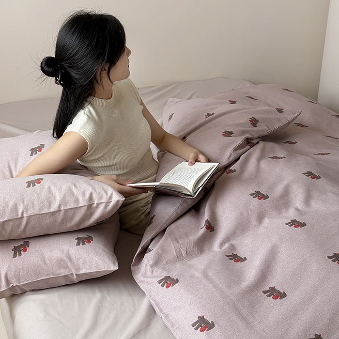 91家纺网 家纺一手货源 找家纺 （总）窝米 2024新款全棉磨毛简约卡通系列四件套