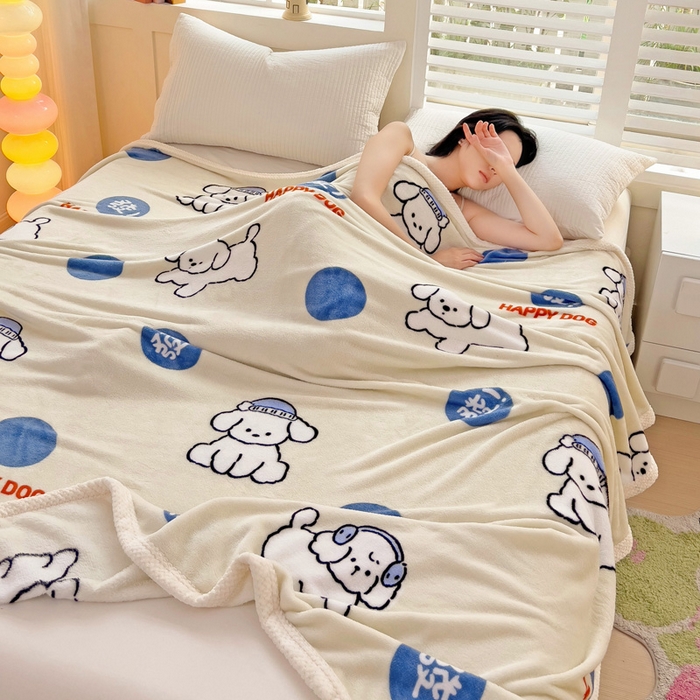 91家纺网 家纺一手货源 找家纺 千荨 2024新款亲肤舒适双面贝贝绒包边牛奶绒毛毯 贝贝绒-旺财