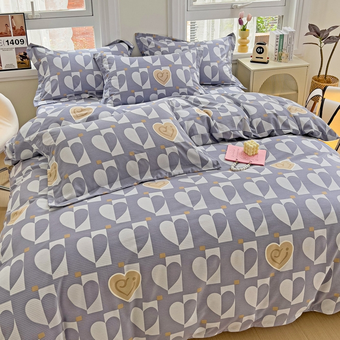 91家纺网 家纺一手货源 找家纺 品乐家纺 2024新款全棉生态棉印花磨毛被套单品 妙恋-灰