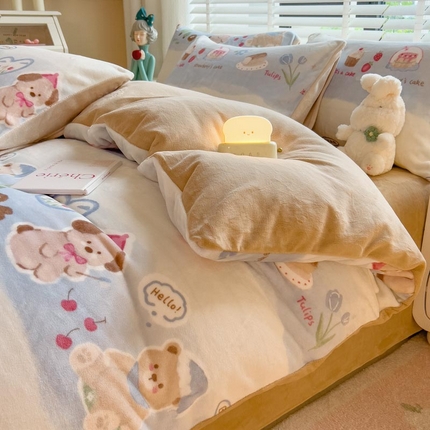 91家纺网 家纺一手货源 找家纺 （总）爱思凯家纺 2025新款190克清心系列-牛奶绒四件套