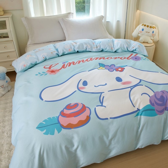 91家纺网 家纺一手货源 找家纺 蘭菲家纺 2024新款全棉大版卡通三丽鸥单品被套 泡芙