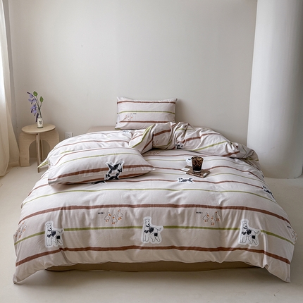 91家纺网 家纺一手货源 找家纺 窝米 2024新款全棉磨毛简约卡通系列四件套 萌萌驼