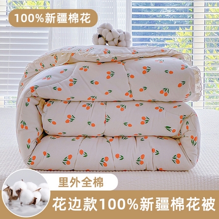 91家纺网 家纺一手货源 找家纺 芯恋家居 2025新款里外纯棉韩版花边棉花被芯（新疆棉）冬被春秋被棉花被被子  浅浅花漾