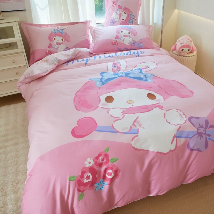 91家纺网 家纺一手货源 找家纺 蘭菲家纺 2024新款全棉大版卡通三丽鸥四件套 去约会