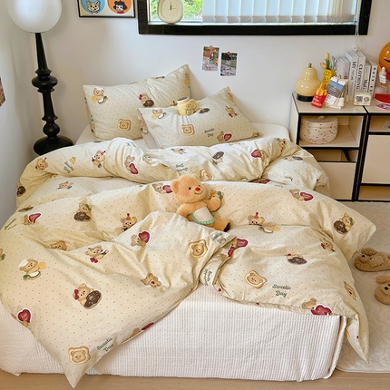 91家纺网 家纺一手货源 找家纺 TT.one 塔塔家居 2025新款卡通风全棉印花单被套 奶酪小熊