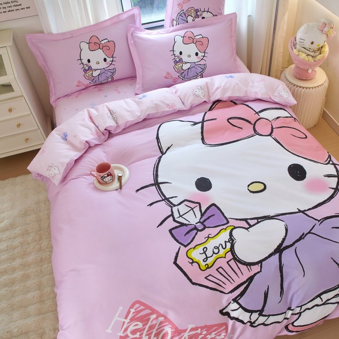 91家纺网 家纺一手货源 找家纺 蘭菲家纺 2024新款全棉大版卡通三丽鸥四件套 咪咪