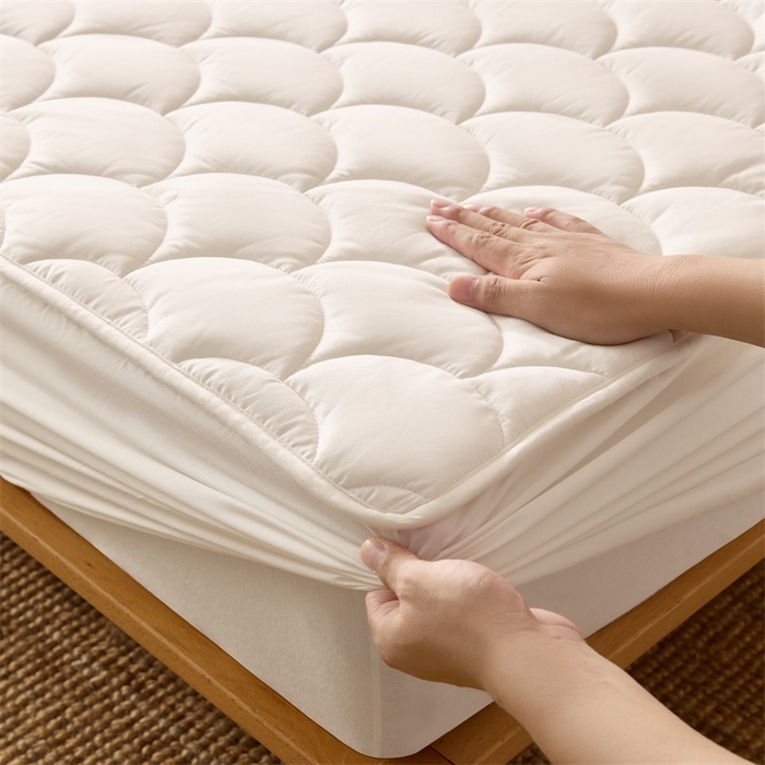 91家纺网 家纺一手货源 找家纺 三味舒屋 2024新款加高全棉夹棉床笠系列 半岛白