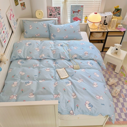 91家纺网 家纺一手货源 找家纺 TT.one 塔塔家居 2025新款卡通风全棉印花四件套-奶萌系列 猫咪日记蓝