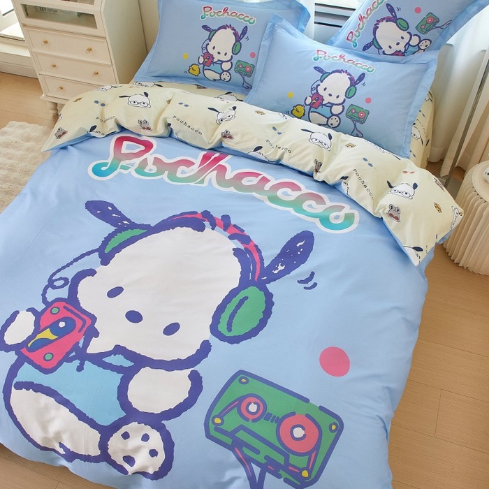 91家纺网 家纺一手货源 找家纺 蘭菲家纺 2024新款全棉大版卡通三丽鸥四件套 恰恰舞步