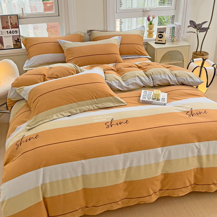 91家纺网 家纺一手货源 找家纺 品乐家纺 2024新款全棉生态棉印花磨毛四件套 百斯特-桔