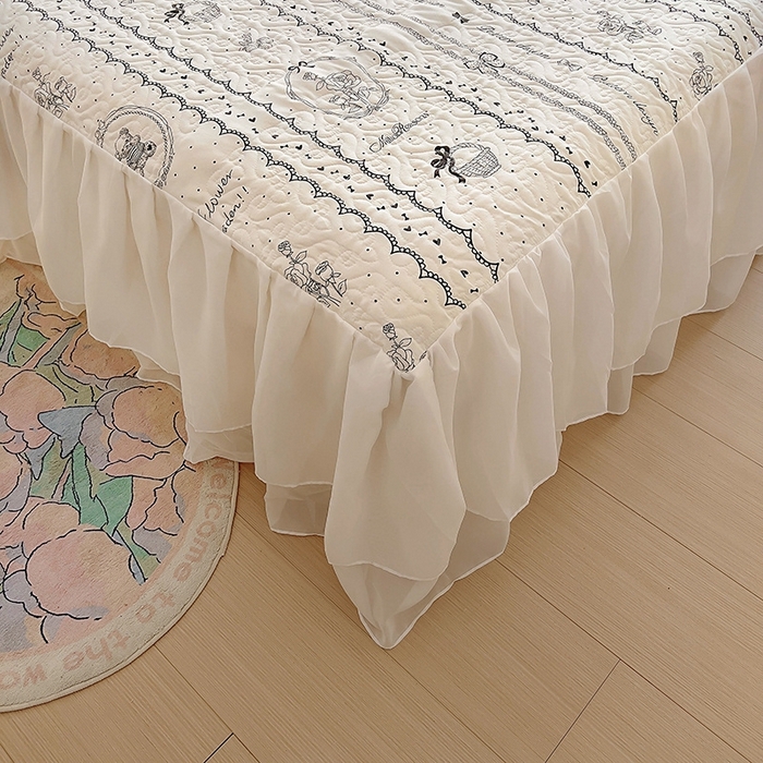 91家纺网 家纺一手货源 找家纺 易辰美 2025新款亲肤舒适印花夹棉公主风床裙 索菲亚