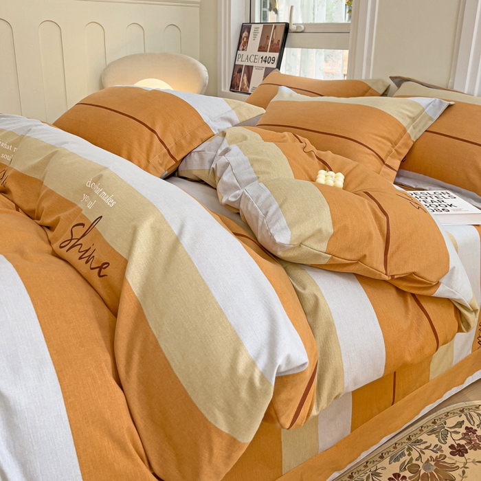 91家纺网 家纺一手货源 找家纺 品乐家纺 2024新款全棉生态棉印花磨毛四件套 百斯特-桔