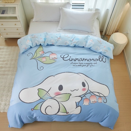 91家纺网 家纺一手货源 找家纺 蘭菲家纺 2024新款全棉大版卡通三丽鸥单品被套 清新