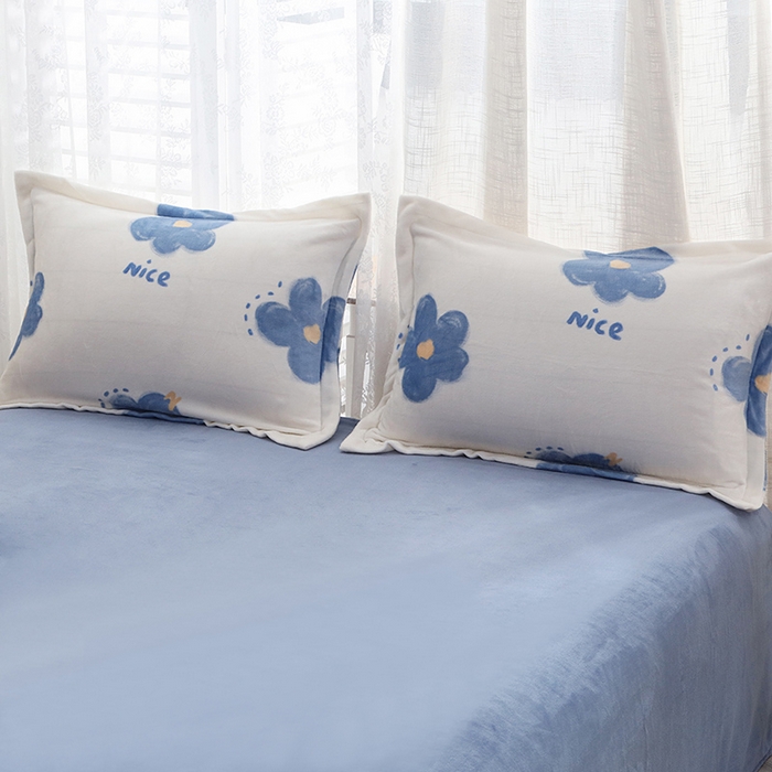 91家纺网 家纺一手货源 找家纺 2024新款加厚保暖小清新小版牛奶绒四件套 花韵