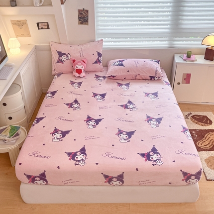 2024新款厚实保暖牛奶绒三丽鸥单品床笠床单 绒-X可爱库洛米