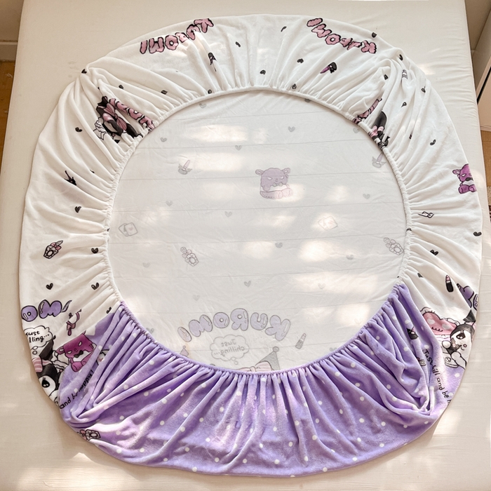 91家纺网 家纺一手货源 找家纺 2024新款厚实保暖牛奶绒三丽鸥单品床笠床单 绒-X公主库洛米