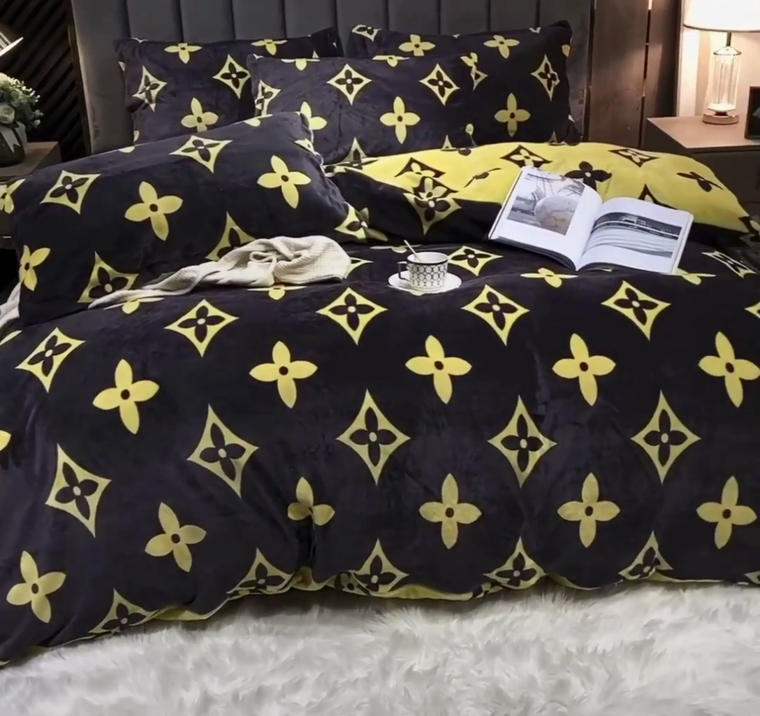 91家纺网 家纺一手货源 找家纺 2024新款加厚保暖小清新小版牛奶绒四件套 大咖