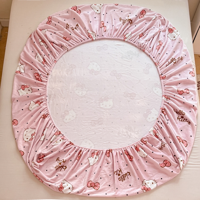 91家纺网 家纺一手货源 找家纺 2024新款厚实保暖牛奶绒三丽鸥单品床笠床单 绒-X点点kt