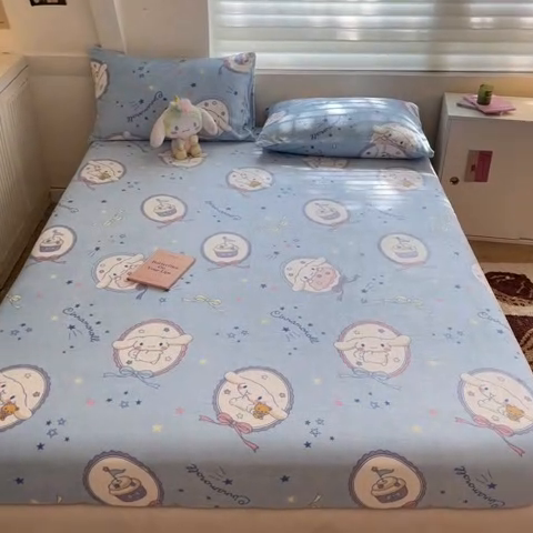91家纺网 家纺一手货源 找家纺 2024新款厚实保暖牛奶绒三丽鸥单品床笠床单 绒-X星星玉桂狗