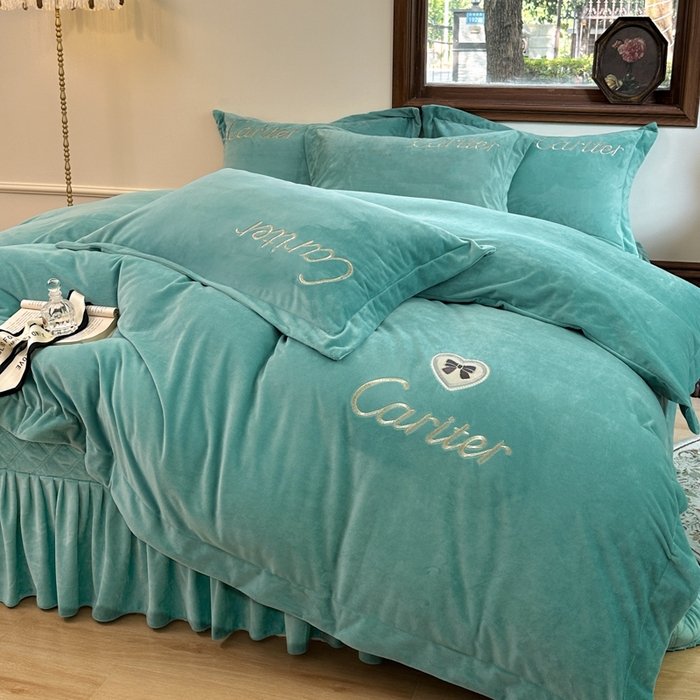 91家纺网 家纺一手货源 找家纺 尚美 2024新款床盖款工艺设计四件套-依连娜 青春绿