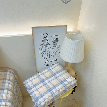 91家纺网 家纺一手货源 找家纺 （总）2024新款水洗全棉条格床盖四件套