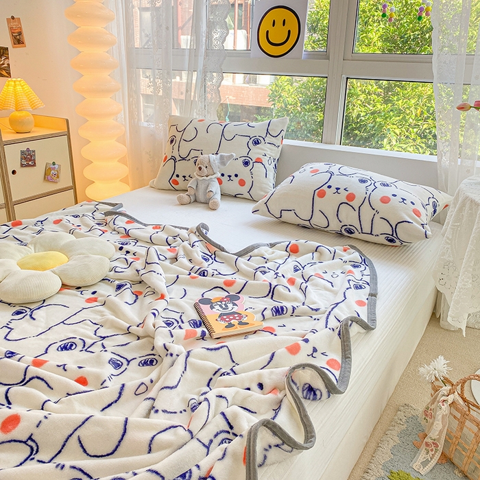 91家纺网 家纺一手货源 找家纺 慕尚家纺 2025新款雪貂绒高克重300g毛毯家用毛毯 小熊宝