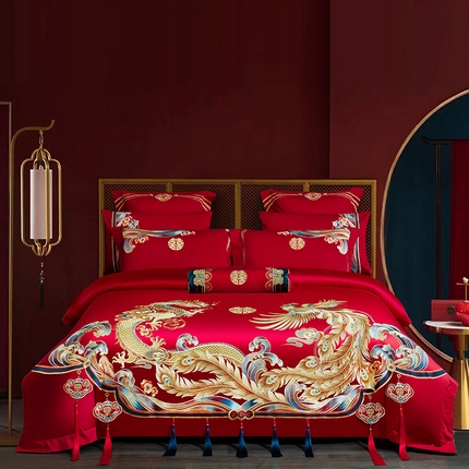 91家纺网 家纺一手货源 找家纺 （总）2024新款100S提花全工艺长绒棉刺绣婚庆四件套多件套