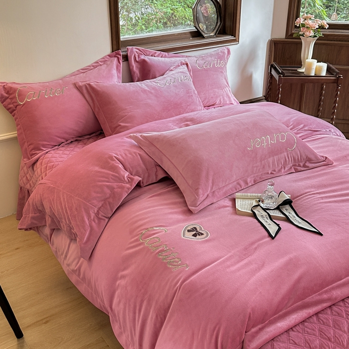 91家纺网 家纺一手货源 找家纺 尚美 2024新款床盖款工艺设计四件套-依连娜 红豆沙