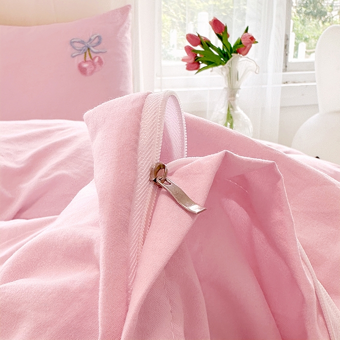 91家纺网 家纺一手货源 找家纺 艾米家居 2025新款水洗磨毛毛巾绣印花四件套 樱桃