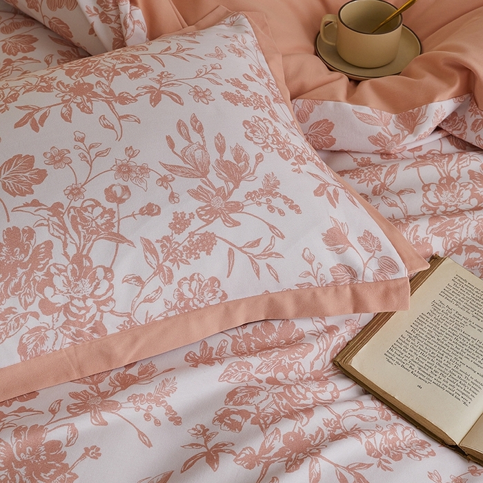 91家纺网 家纺一手货源 找家纺 千朵森 2024新款高定新疆长绒棉全棉印花拼角磨毛四件套 风格二 芳华