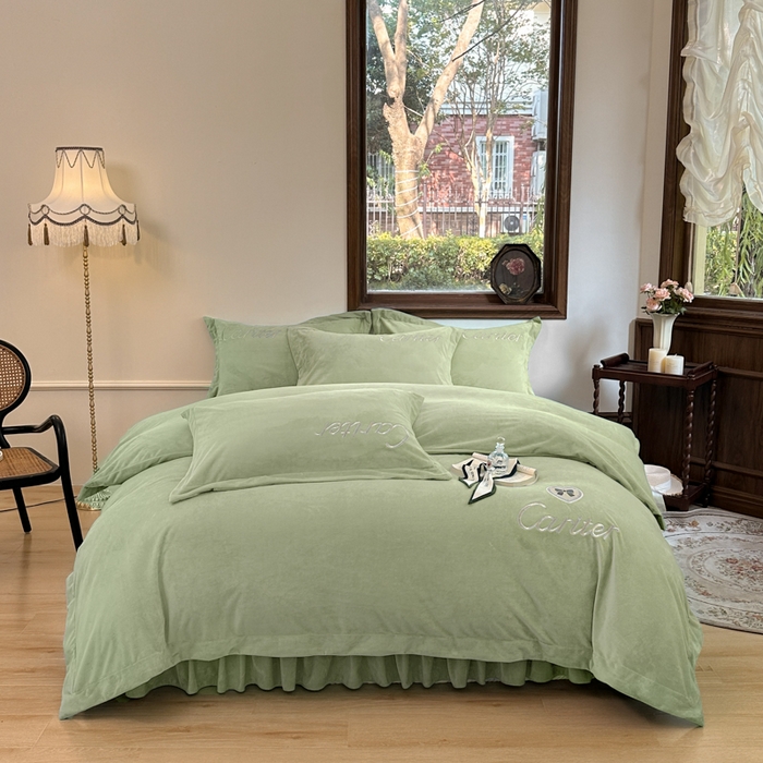 91家纺网 家纺一手货源 找家纺 尚美 2024新款床盖款工艺设计四件套-依连娜 清新绿