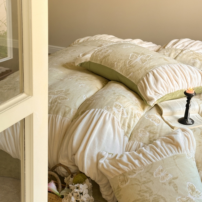 91家纺网 家纺一手货源 找家纺 慕澄家纺 2024新款法式轻奢款琢色烂花牛奶绒四件套 约定