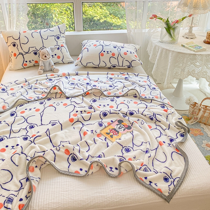 91家纺网 家纺一手货源 找家纺 慕尚家纺 2025新款雪貂绒高克重300g毛毯家用毛毯 小熊宝