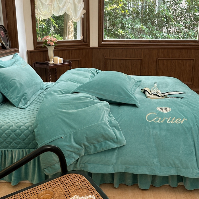 91家纺网 家纺一手货源 找家纺 尚美 2024新款床盖款工艺设计四件套-依连娜 青春绿