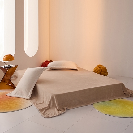 LADYCOCO可可家居 2024新款牛奶3D绒立体雕花剪花单品系列-单床单 卡其色