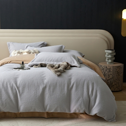 金奇达家纺 2025秋冬保暖加厚绒类四件套多莉羊绒-德尔菲 银河灰