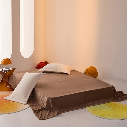 LADYCOCO可可家居 2024新款牛奶3D绒立体雕花剪花单品系列-单床单 深咖